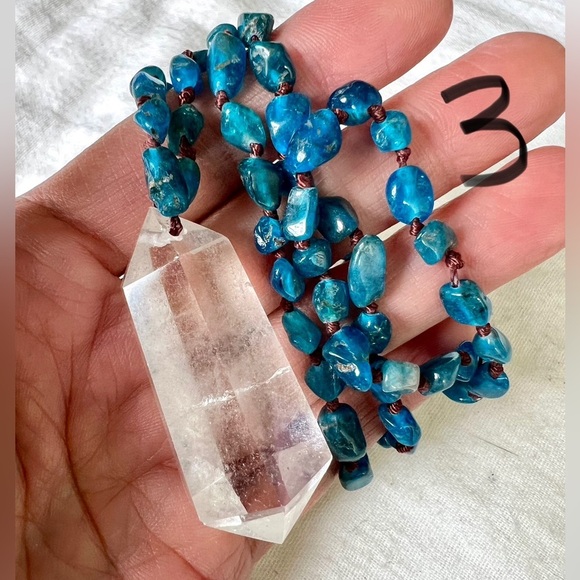 MANIFEST Apatite + DT Quartz Mala Necklace Pendant - Picture 5 of 8